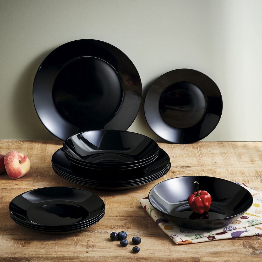 Tableware Luminarc Zelie Black Glass 18 Pieces