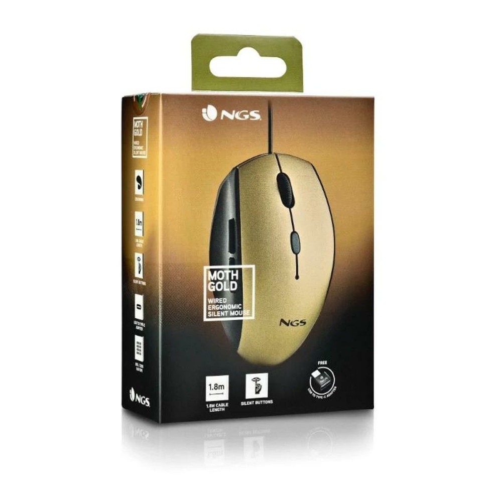 Souris NGS MOTHGOLD 1600 dpi Doré (1 Unité)