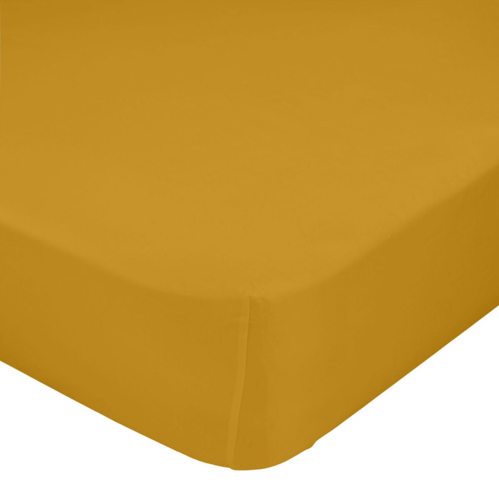 Fitted bottom sheet HappyFriday BASIC Mustard 90 x 200 x 32 cm