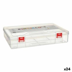 Boîte Multiusage Pincello HB526 Rouge Transparent Plastique 29,5 x 6 x 20,5 cm (24 Unités)