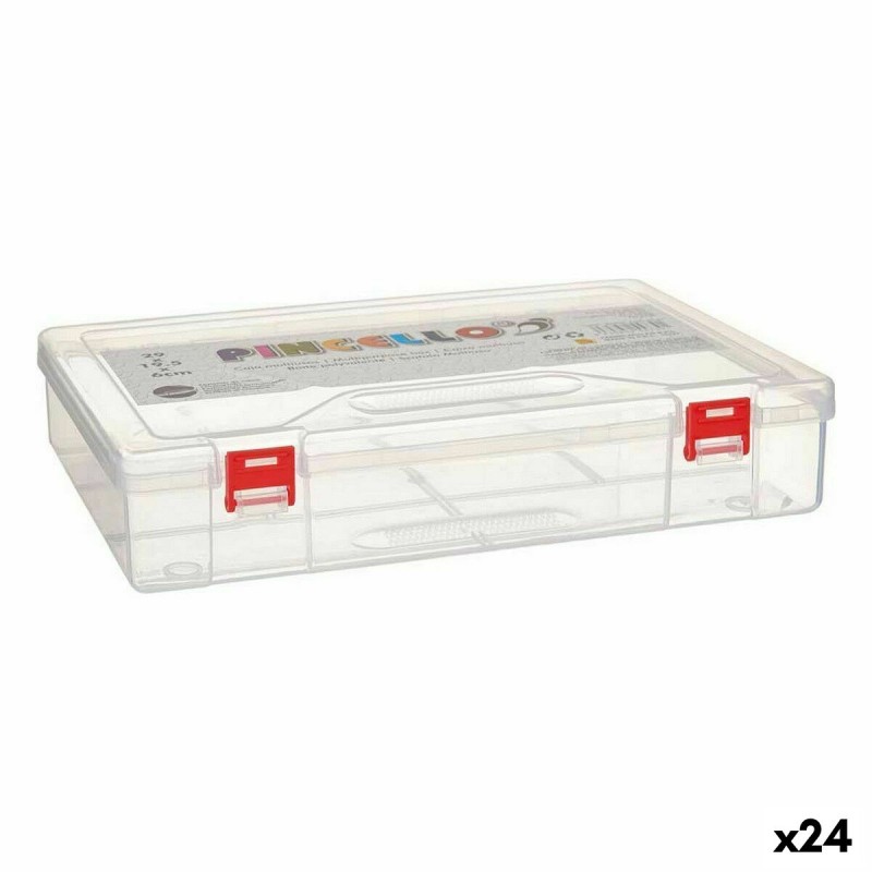 Boîte Multiusage Rouge Transparent Plastique 29,5 x 6 x 20,5 cm (24 Unités)