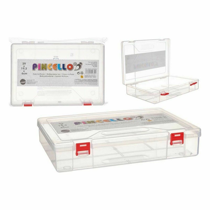 Multi-use Box Pincello HB526 Red Transparent Plastic 29,5 x 6 x 20,5 cm (24 Units)