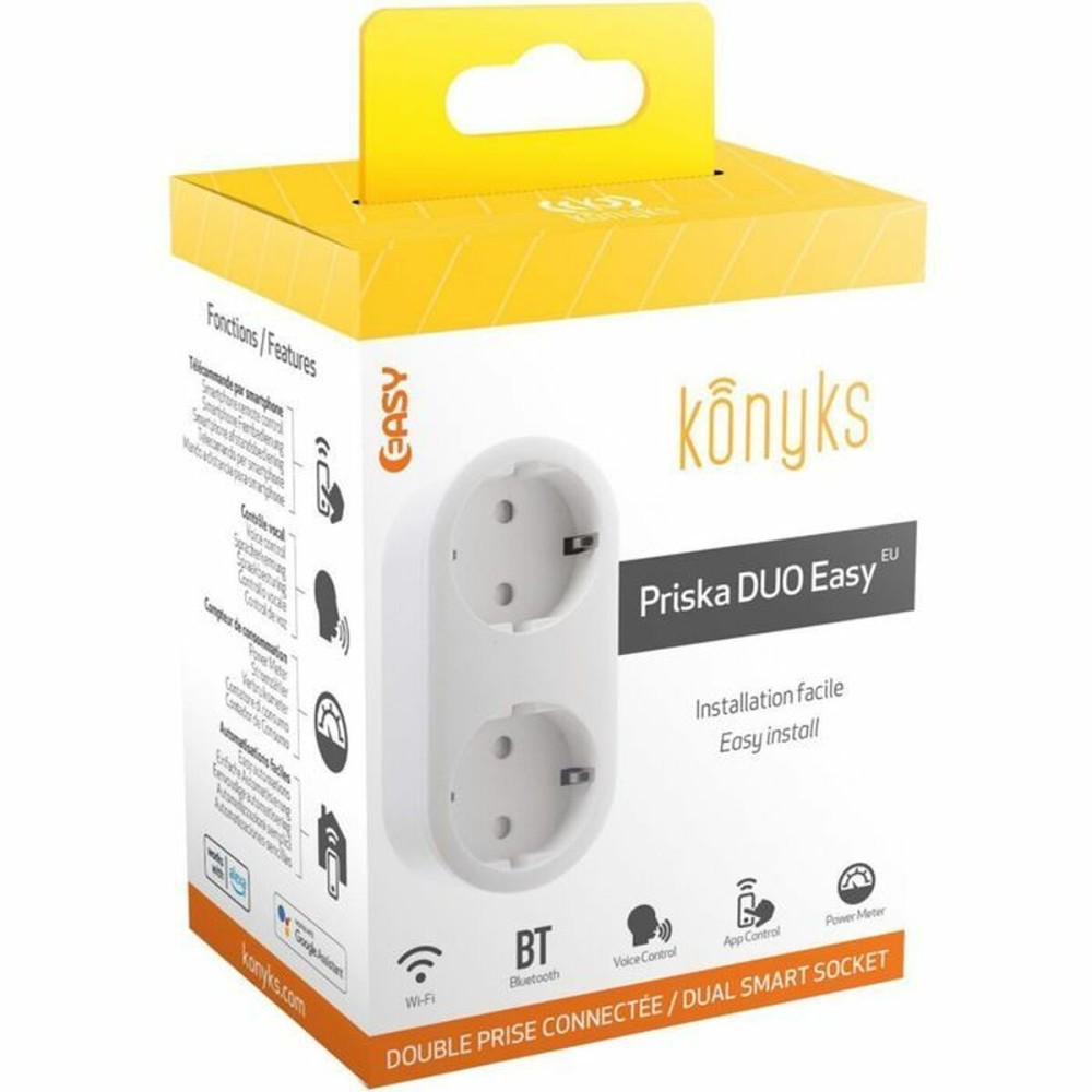 Rallonge 2 prises Schuko sans interrupteur Konyks Priska Duo Easy Wi-Fi 16 A