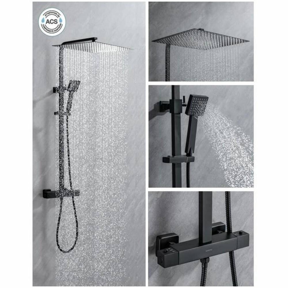 Colonne de douche Oceanic Acier inoxydable ABS 40 x 40 cm Noir mat