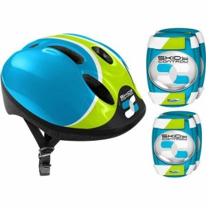 Helm und Knieschützer Kit Blau Ellbogenschützer