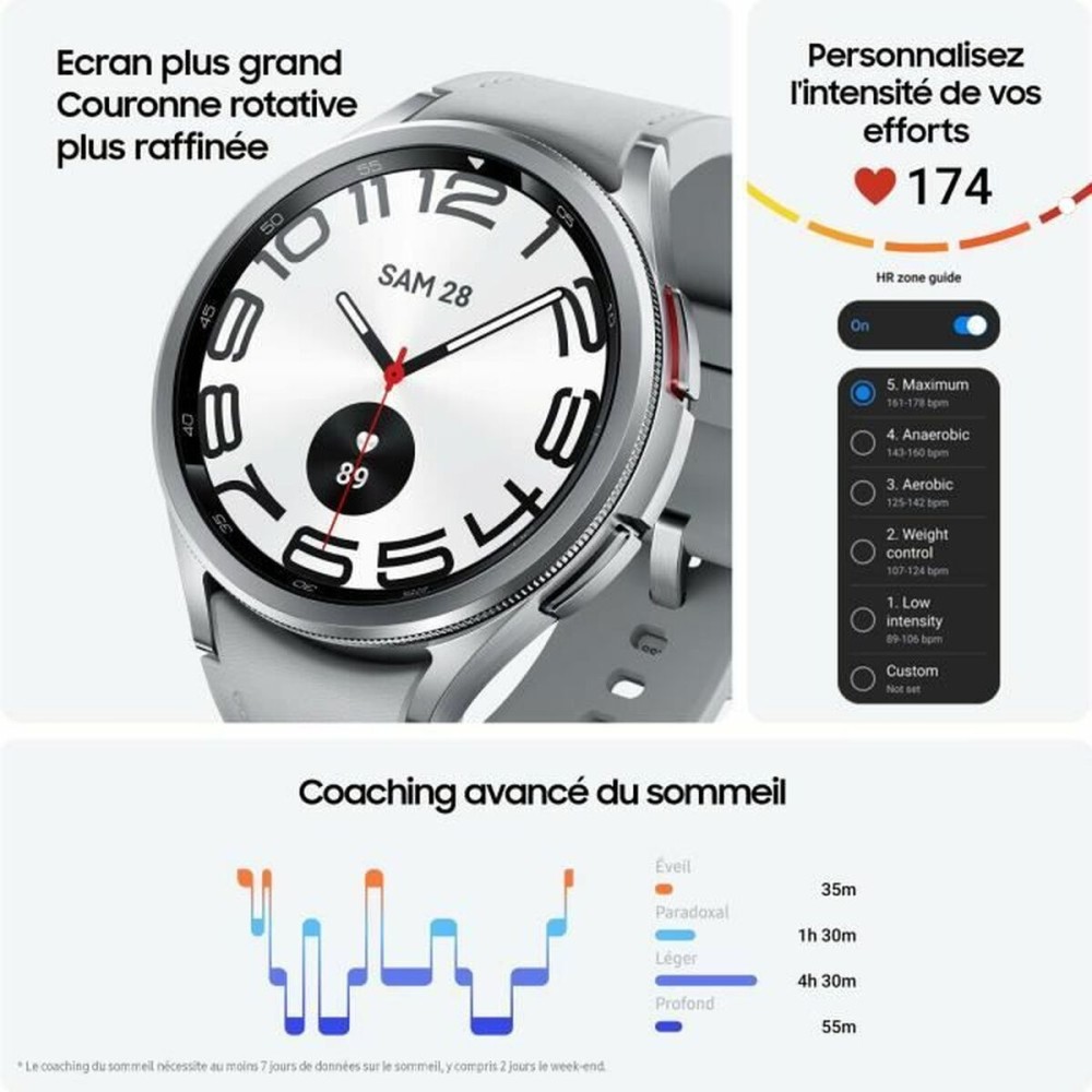 Montre intelligente Samsung Galaxy Watch6 Noir Argenté 1,3" 43 mm