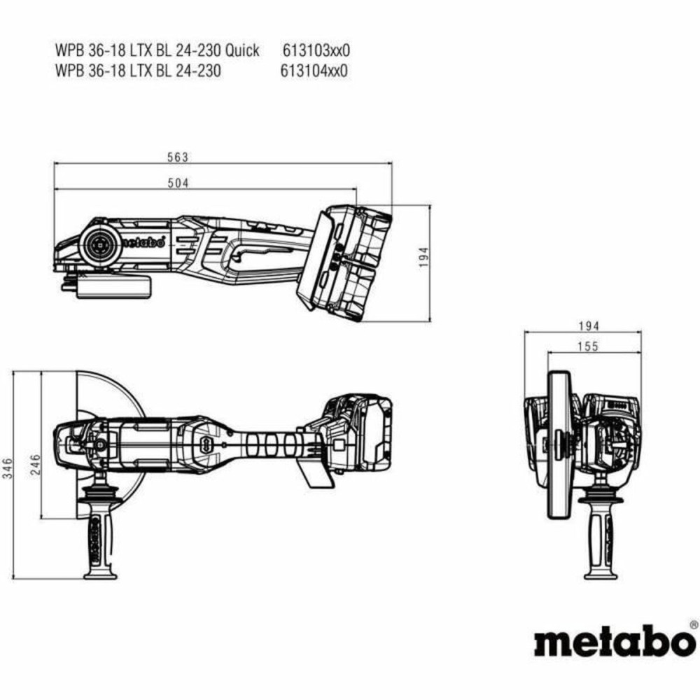 Winkelschleifer Metabo WPB 36-18 LTX BL 24-230