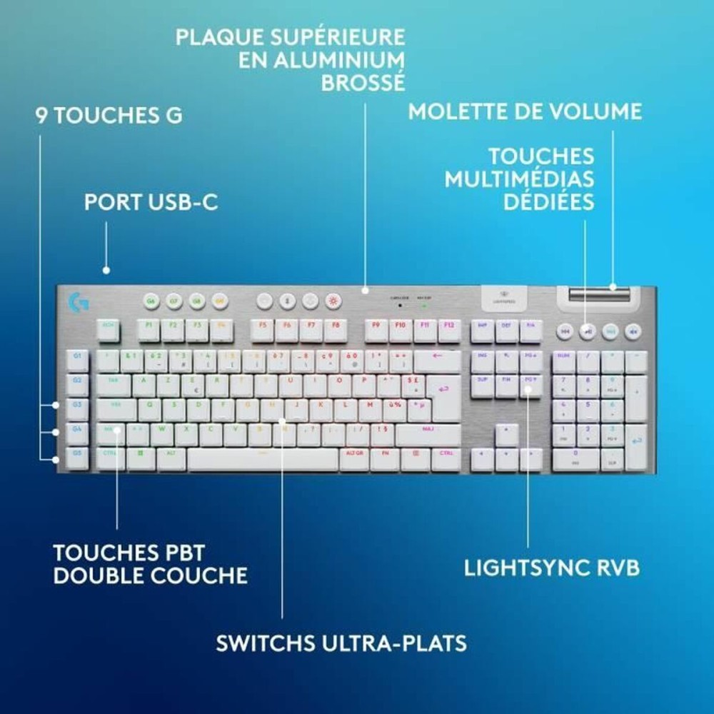 Clavier sans fil Logitech G915 X Blanc AZERTY