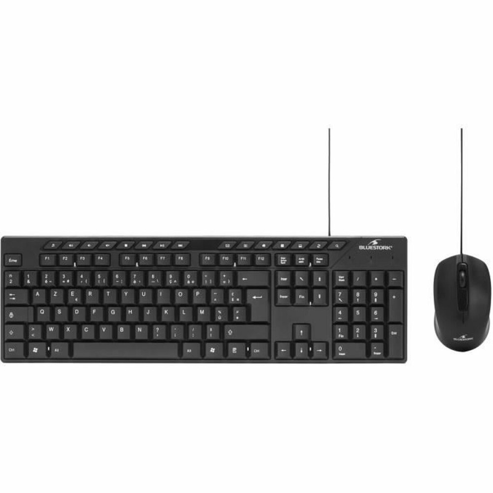 Tastatur mit Maus Bluestork MEDIA OFFICE Schwarz AZERTY