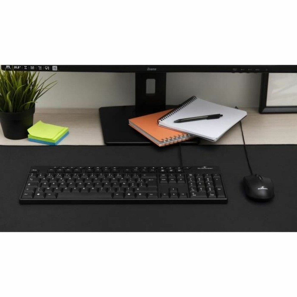 Keyboard and Mouse Bluestork MEDIA OFFICE Black AZERTY