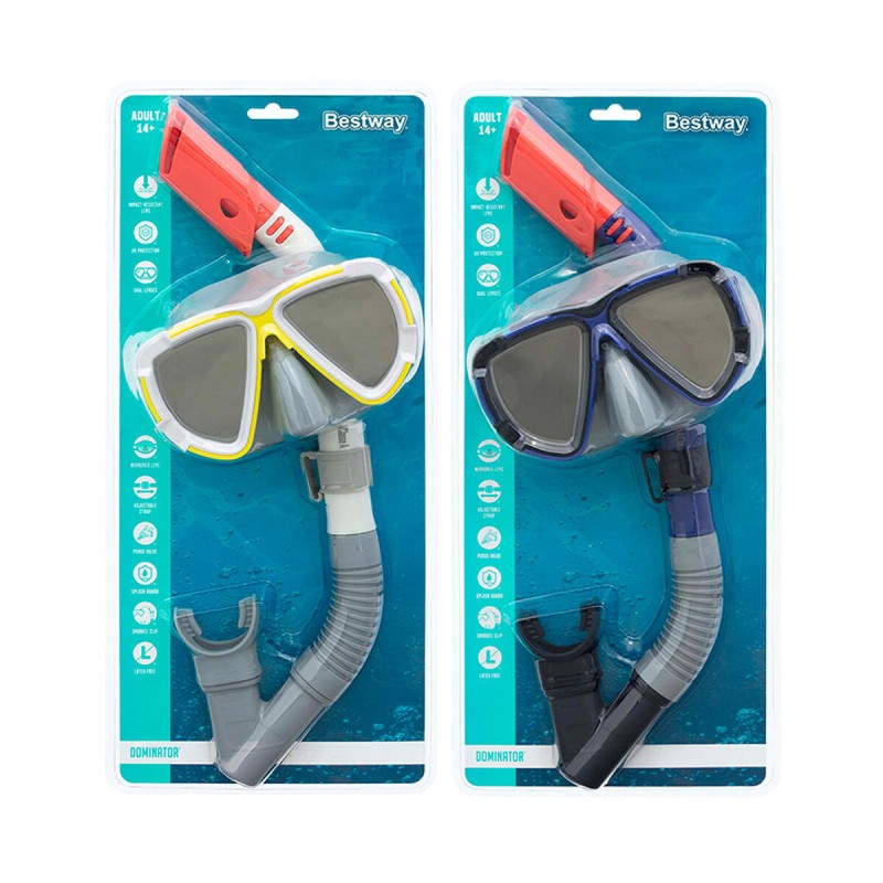 Snorkel Goggles and Tube Bestway White Dark blue Adult (1 Unit)