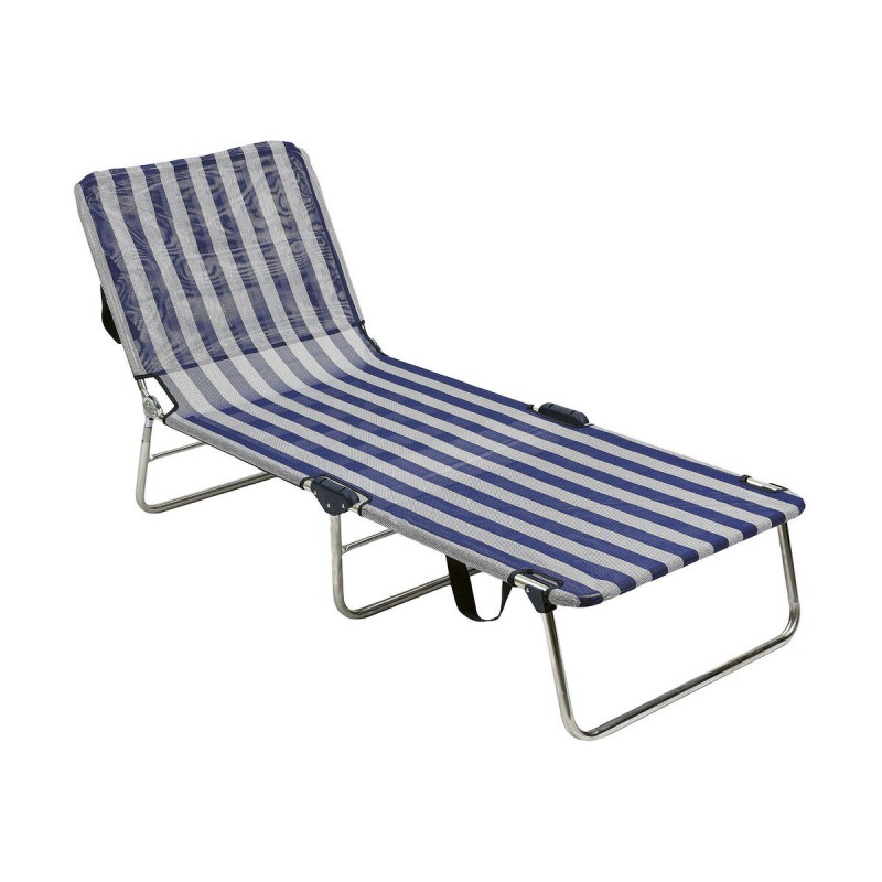 Chaise de plage Alco Multiposition Blanc Blue marine