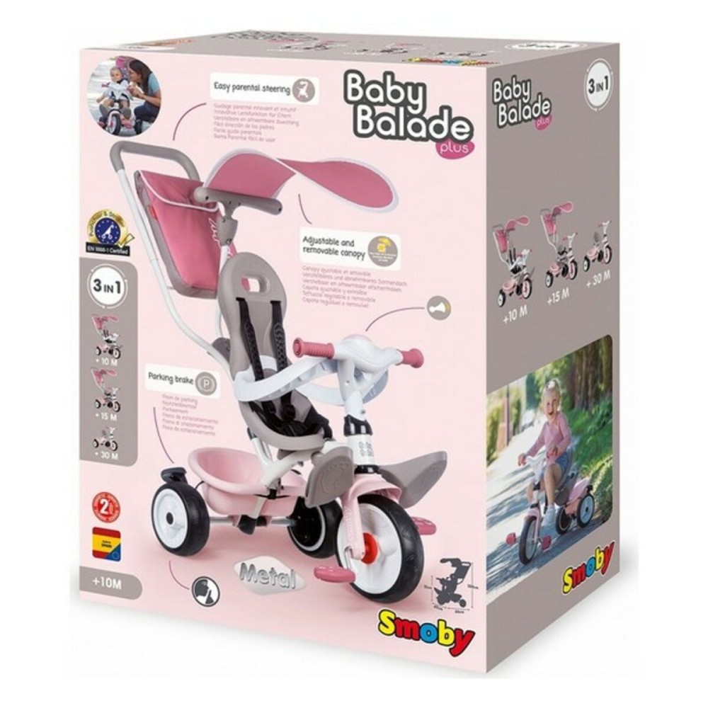 Tricycle Smoby 7600741401 Rose 3-en-1 (68 x 52 x 101 cm)