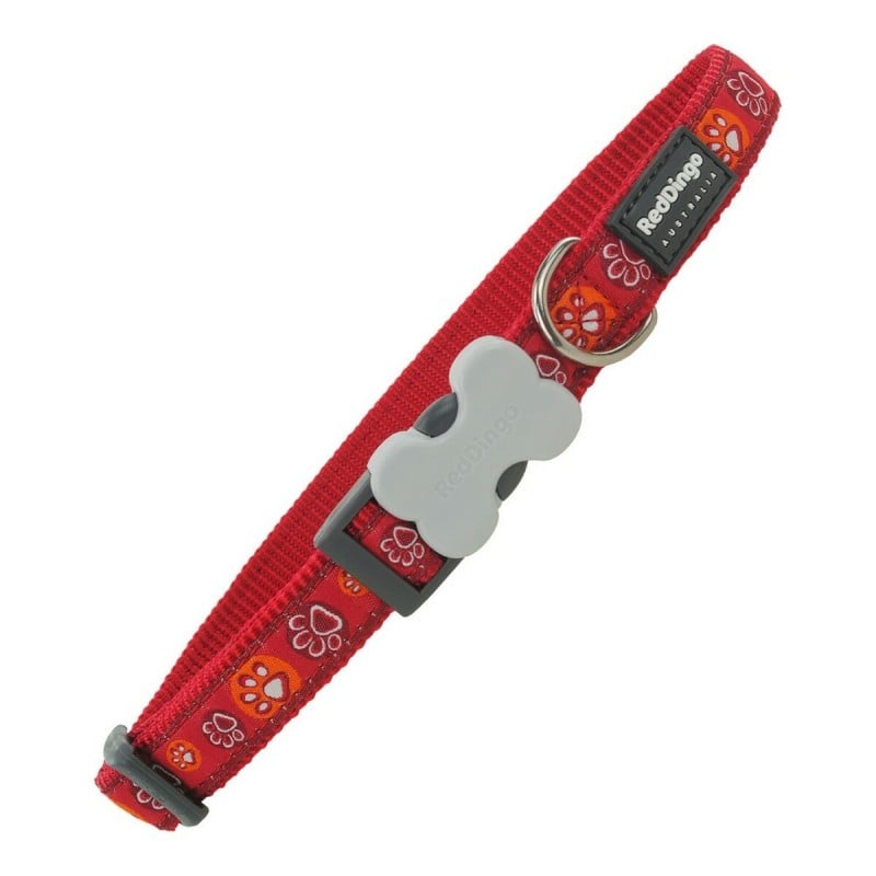 Hundehalsband Red Dingo Style Rot 31-47 cm Fußabdruck eines Tieres