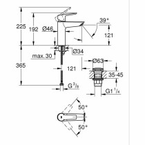 Mischbatterie Grohe Start M Matte Hinterseite Metall