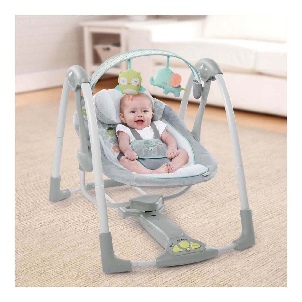 Rocking Chair Ingenuity Compact Swing - Hugs & Hoots White Grey