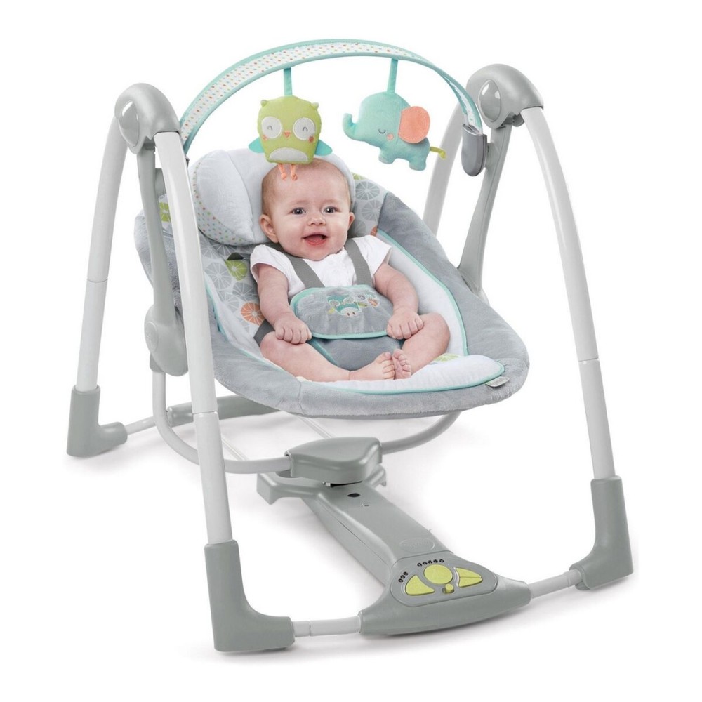 Fauteuil à Bascule Ingenuity Compact Swing - Hugs & Hoots Blanc Gris