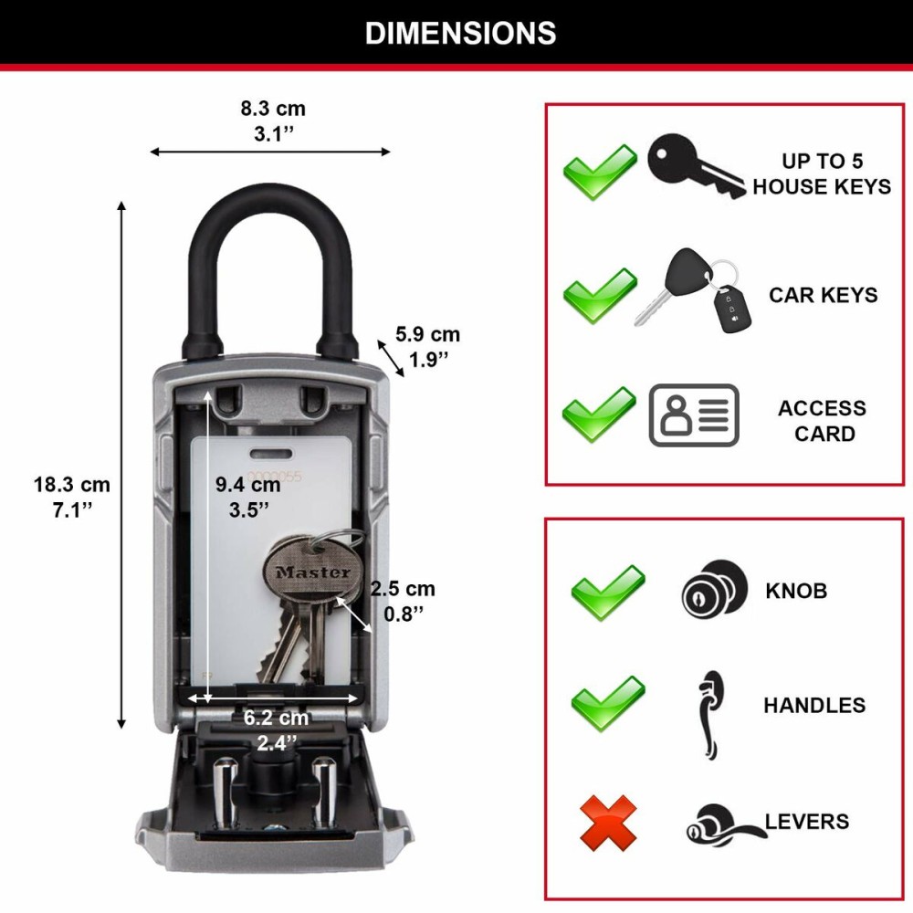 Coffre-fort Master Lock 5440EURD Clés Noir/Argenté Zinc 18 x 8 x 6 cm (1 Unités)