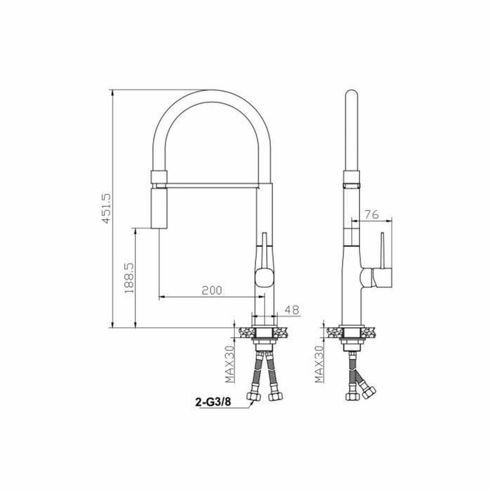 Mitigeur Rousseau Køben Gris Acier inoxydable Laiton