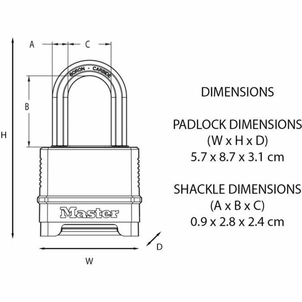 Kombinationsschloss Master Lock M178EURD Stahl Zink Schwarz