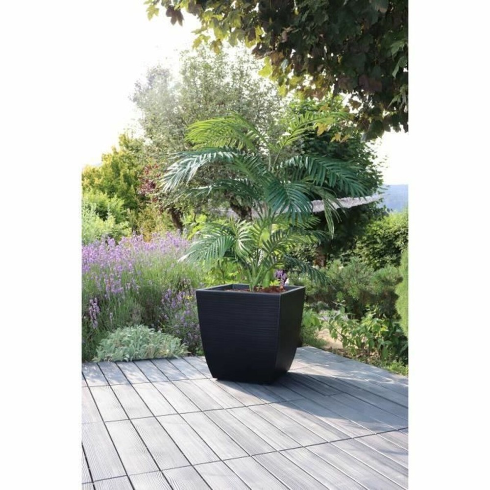 Plant pot EDA 43,5 x 43,5 x 44,5 cm Black Plastic Squared Modern