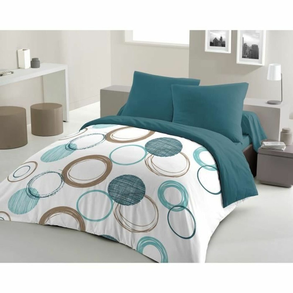 Housse de Couette HOME LINGE PASSION Vert 220 x 240 cm Cercles