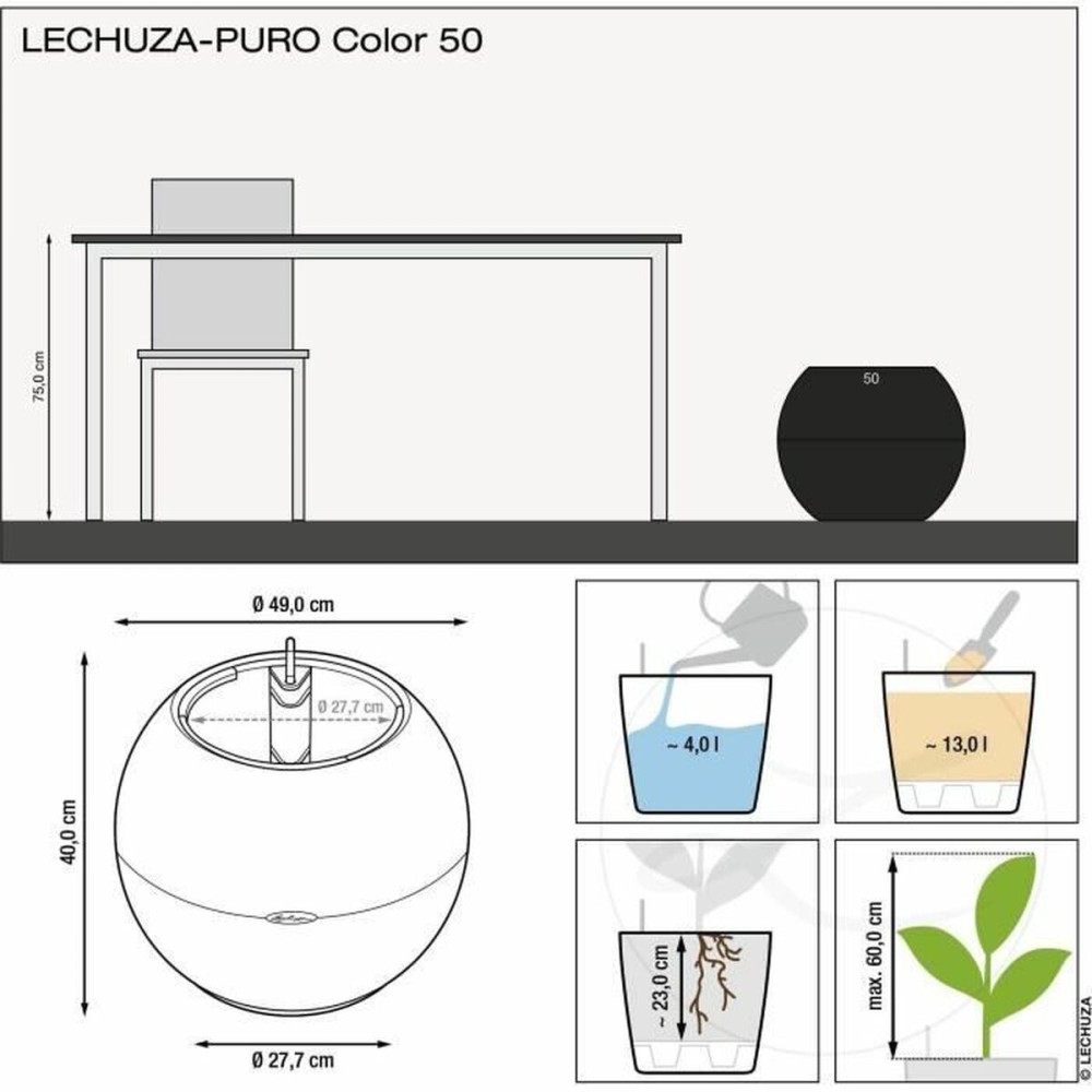 Selbstbewässernder Blumentopf Lechuza Grau Bereich