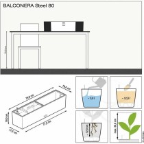 Self-watering flowerpot Lechuza Silver 79 x 19 x 19 cm Rectangular