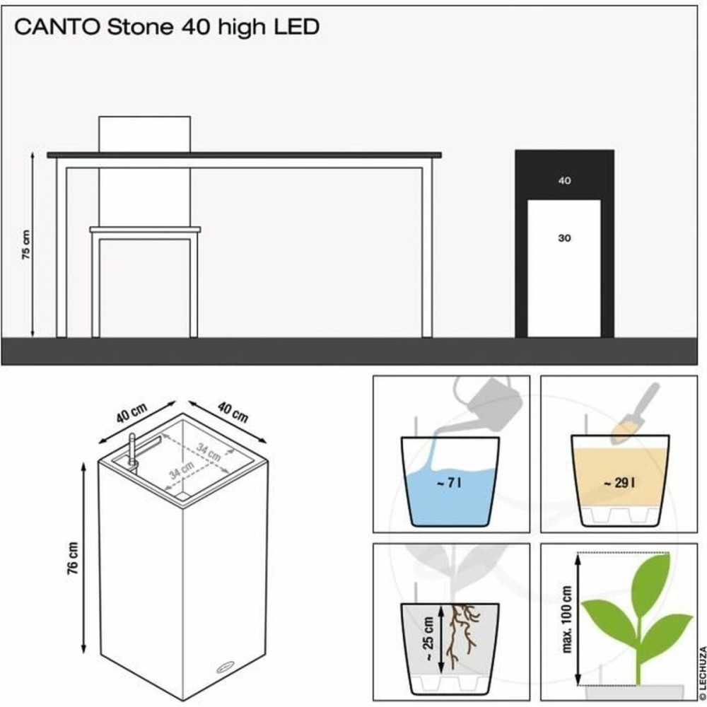 Plant pot Lechuza 76 x 40 x 10 cm White (1 Unit)