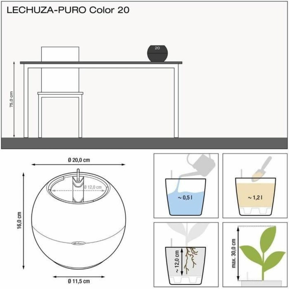 Plant pot Lechuza White polypropylene