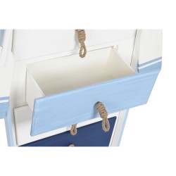 Étagère DKD Home Decor 76 x 29 x 133 cm Sapin Corde Blanc Bleu ciel Blue marine Bois MDF