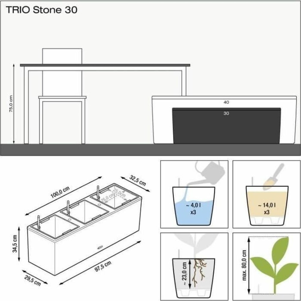 Plant pot Lechuza 100 x 32,5 x 34,5 cm Rectangular