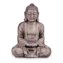 Figure décorative de jardin Buda Gris Polyrésine (25 x 57 x 42,5 cm)