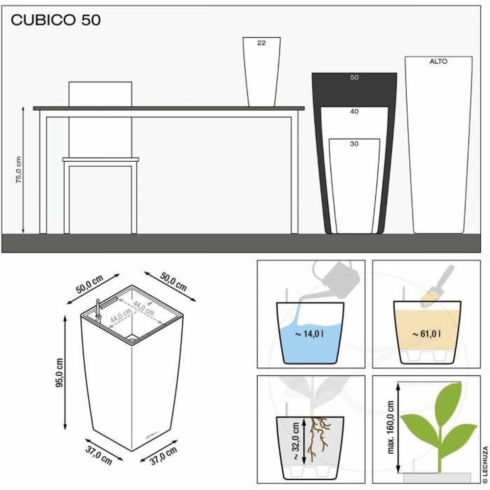 Planter Lechuza Plastic Rectangular 50 x 50 x 95 cm