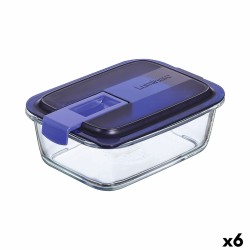 Hermetic Lunch Box Luminarc Easy Box Blue Glass (6 Units) (820 ml)