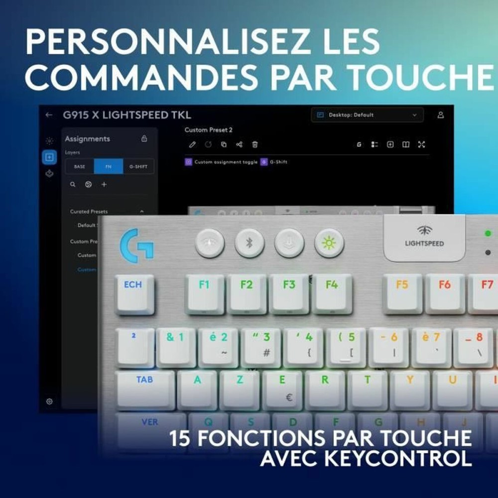 Clavier Logitech G915 X Blanc Français AZERTY