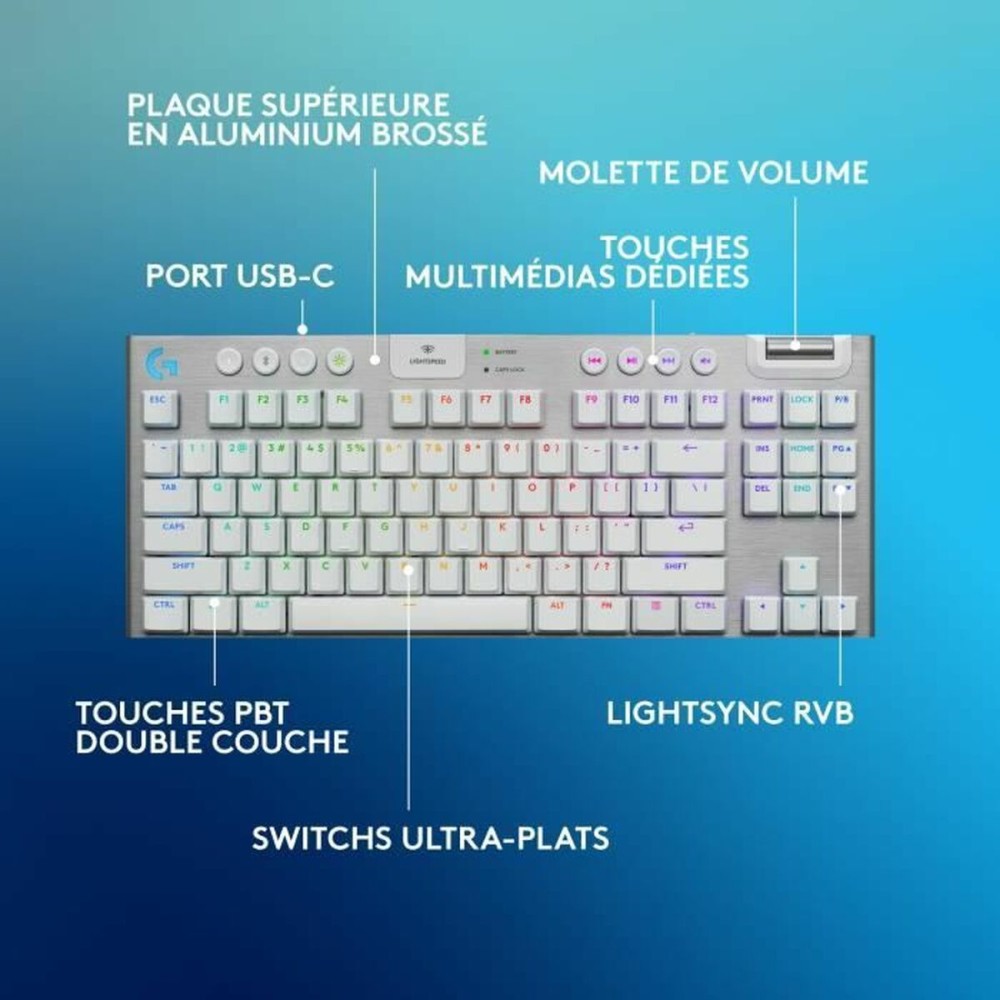 Clavier Logitech G915 X Blanc Français AZERTY