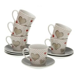 Lot de tasses avec soucoupes Versa Sweet Porcelaine 9 x 14 x 14 cm 10,5 x 8 x 6 cm 14 x 14 x 2 cm