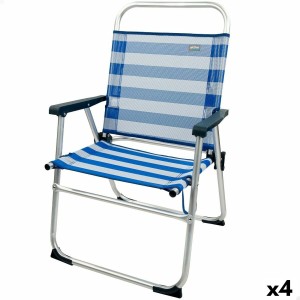 Strandstuhl Aktive Blau Weiß 48 x 88 x 50 cm Aluminium Biegsam (4 Stück)