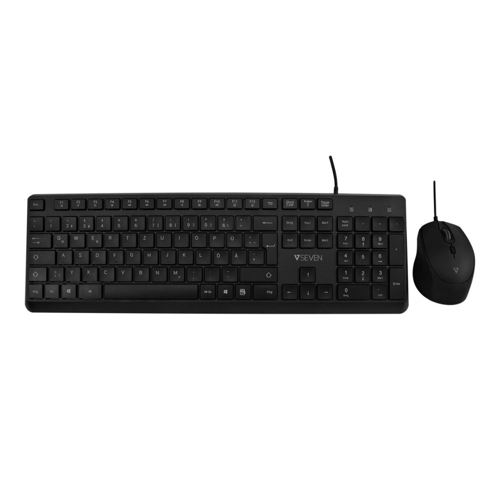 Tastatur mit Maus V7 CKU350ES Schwarz Qwerty Spanisch