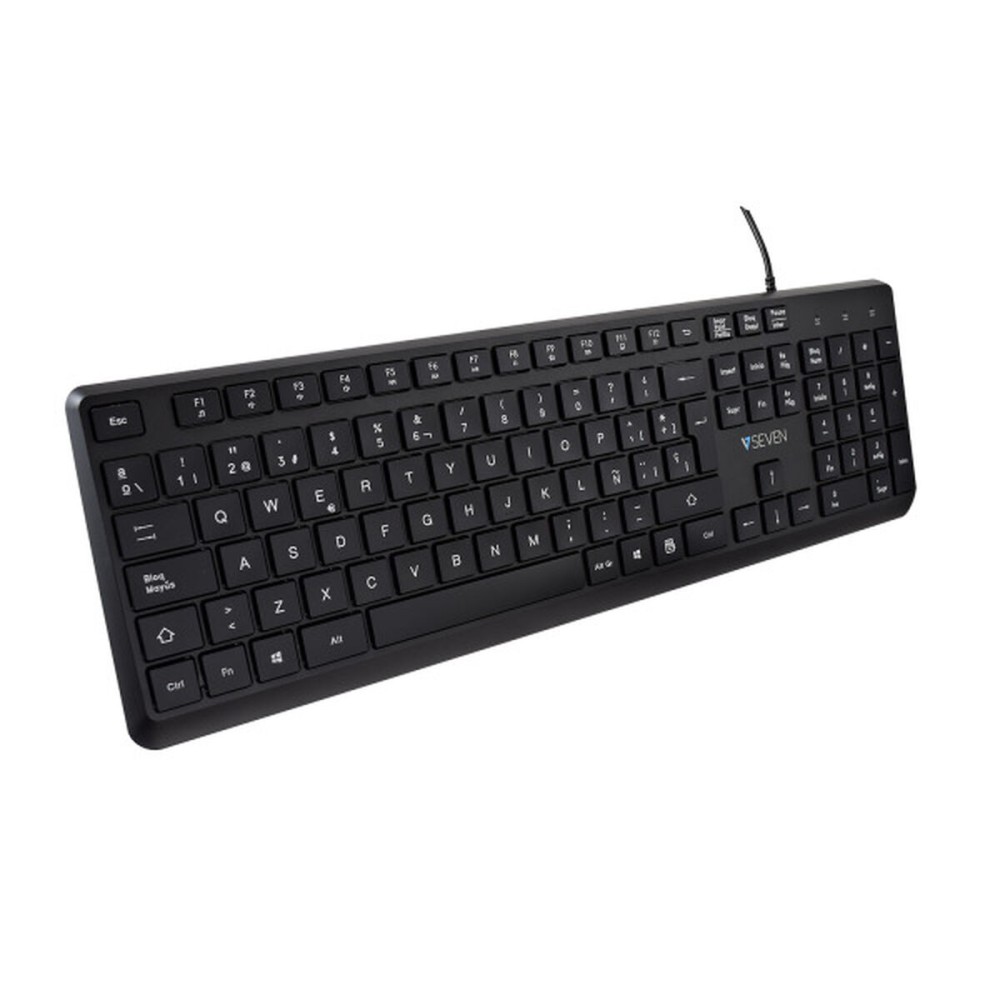 Tastatur V7 KU350ES Schwarz Qwerty Spanisch