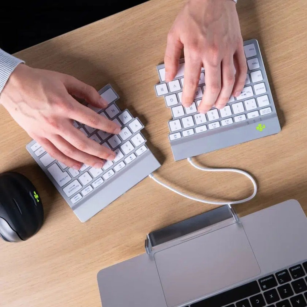 Tastatur mit Maus R-Go RGOSBESWLWH Weiß Spanisch QWERTY