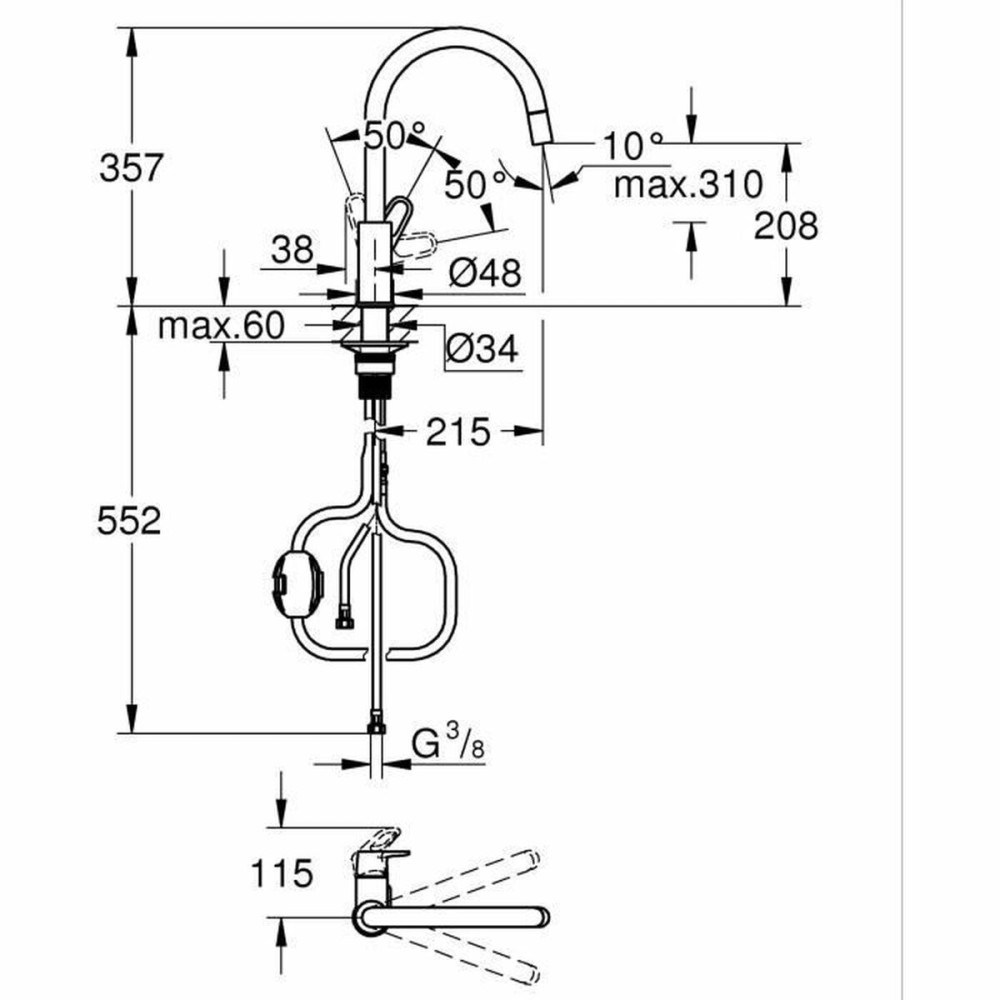 Mischbatterie Grohe Start Flow - 30569000 Messing C-Form