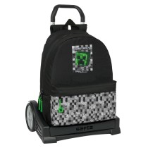 Cartable à roulettes Minecraft Noir Vert Gris 30 x 46 x 14 cm