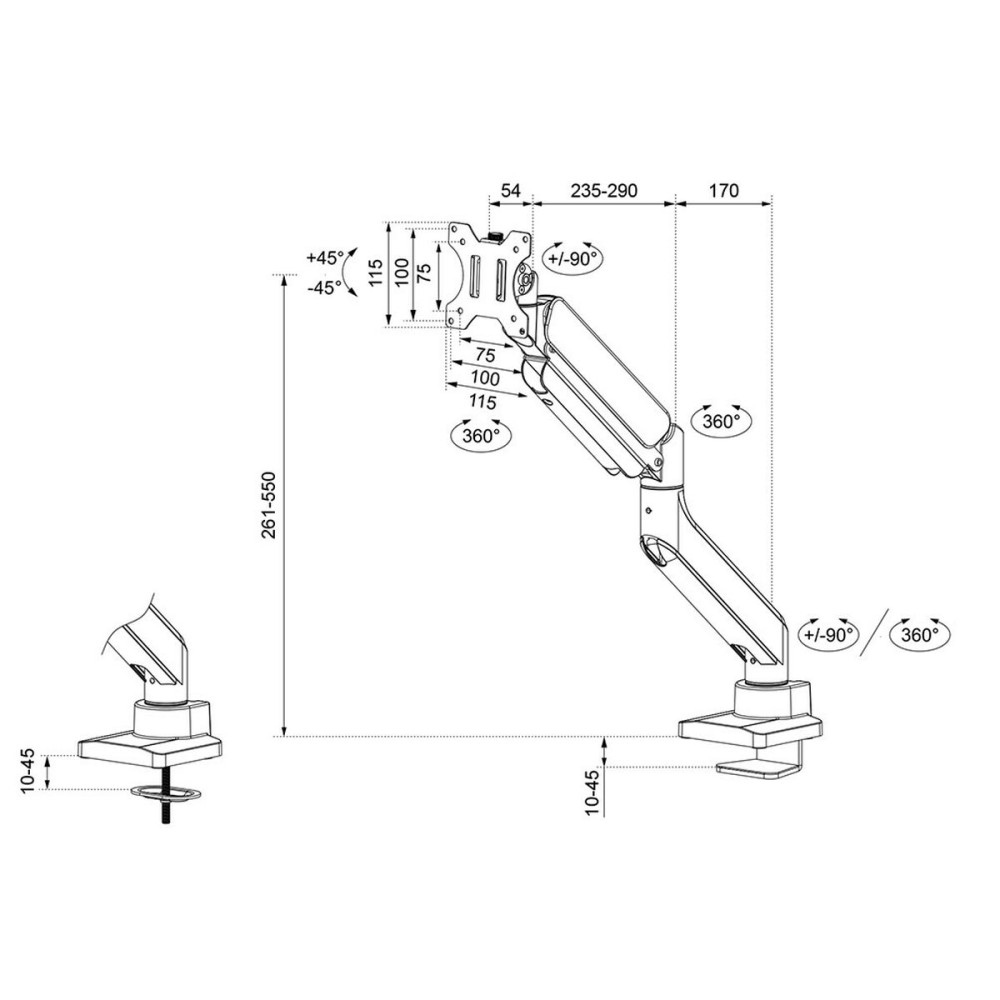 Bildschirm-Träger für den Tisch Neomounts DS70PLUS-450WH1 17" 49"