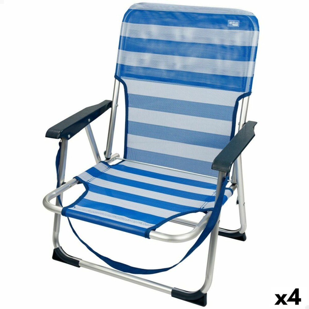 Strandstuhl Aktive Biegsam Blau 44 x 72 x 35 cm (4 Stück)