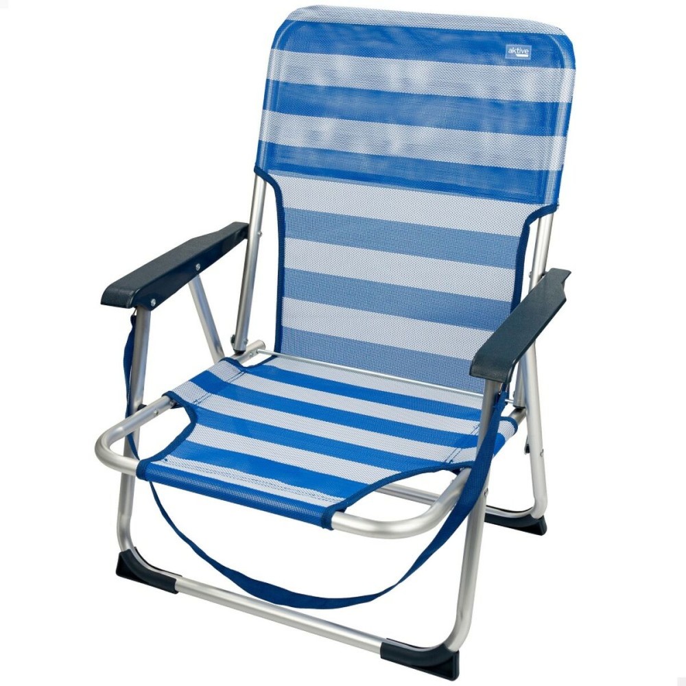 Chaise de Plage Aktive Pliable Bleu 44 x 72 x 35 cm (4 Unités)