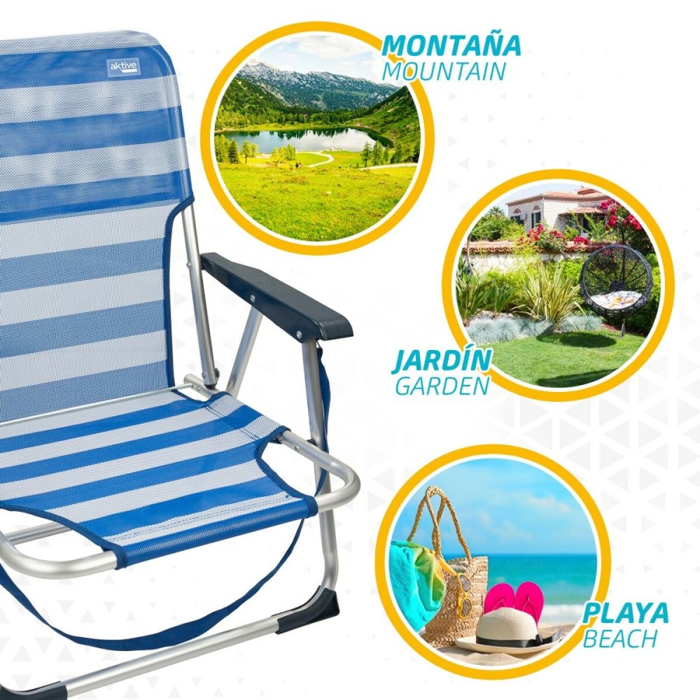 Beach Chair Aktive Foldable Blue 44 x 72 x 35 cm (4 Units)