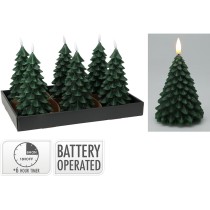 LED Candle Lifetime Dark green Christmas Tree 19 cm Flame effect