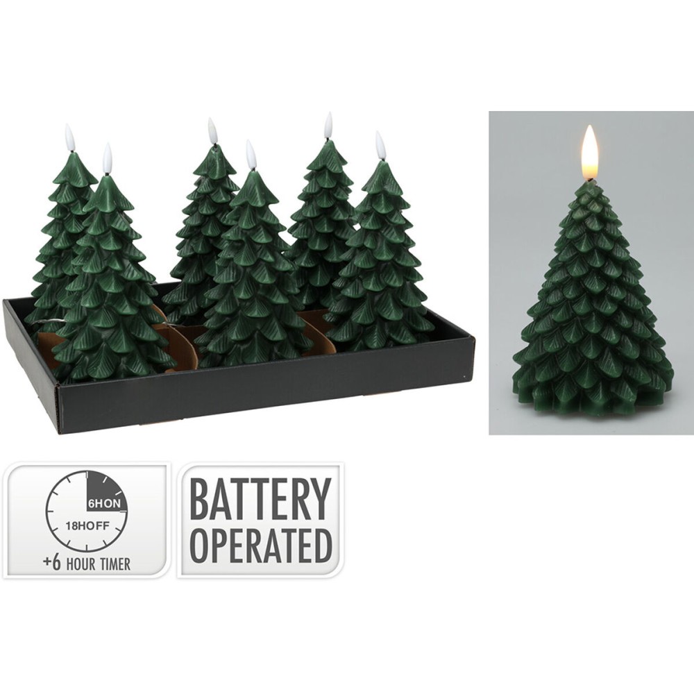 Bougie LED Lifetime Vert foncé Sapin de Noël 19 cm Effet flamme